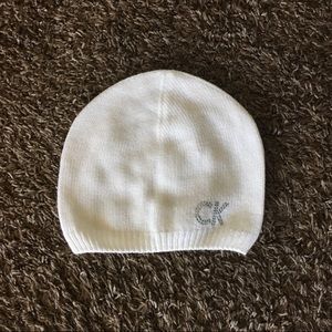 Calvin Klein CK Bejeweled Rhinestone Logo White Simple Designer Beanie